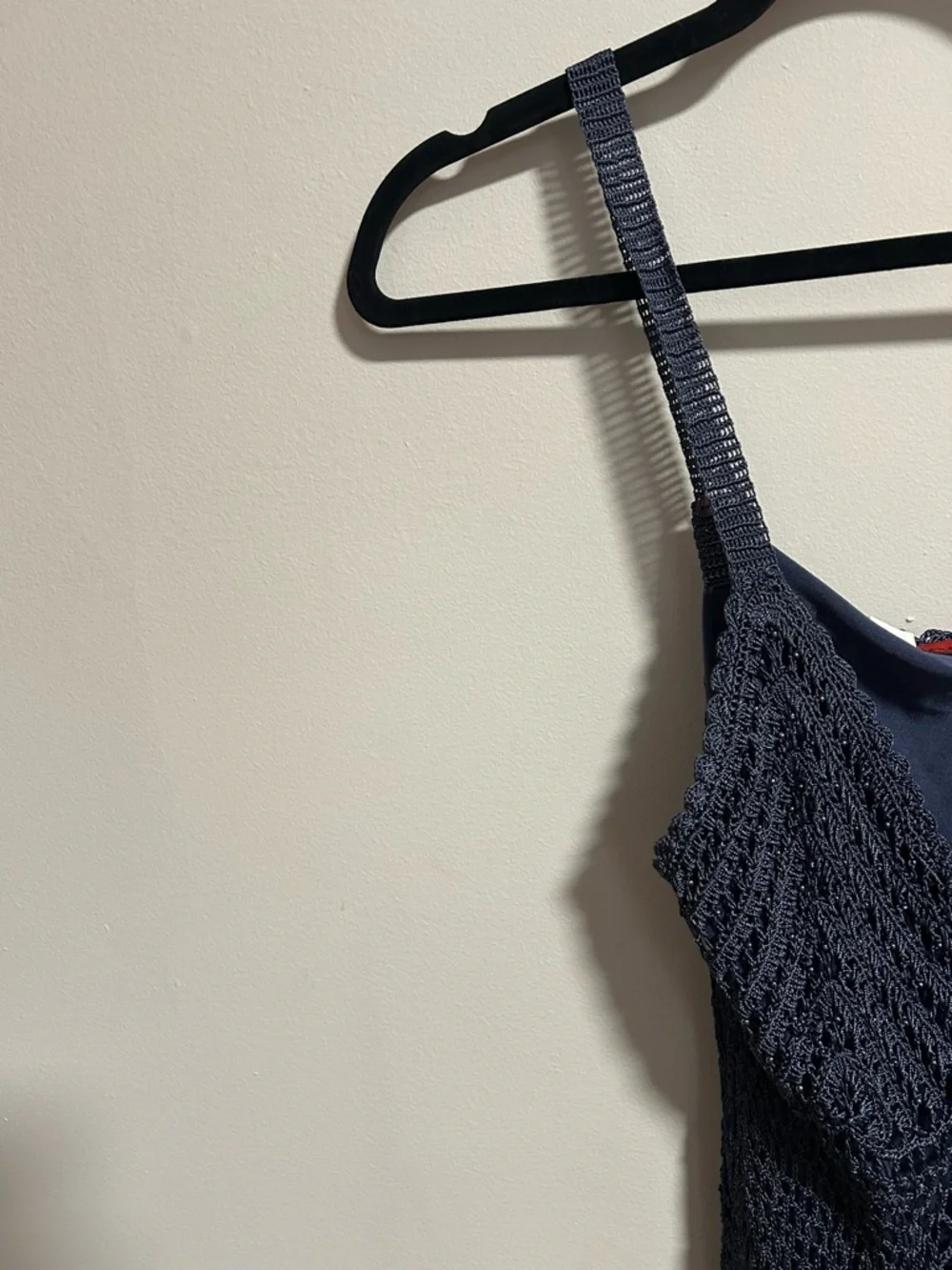 Navy Crochet Knit Tank - Picture 2 of 3
